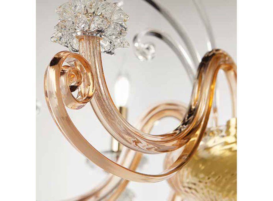 Kronleuchter mit 18 Lichtern aus mundgeblasenem Glas und klassischem Luxuskristall - Cassea Viadurini