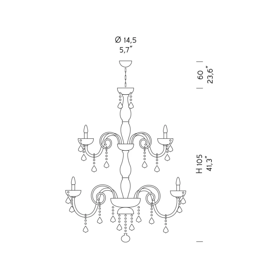 Kronleuchter mit 18 Lichtern aus venezianischem Glas und Metall im klassischen Florentiner Stil Viadurini