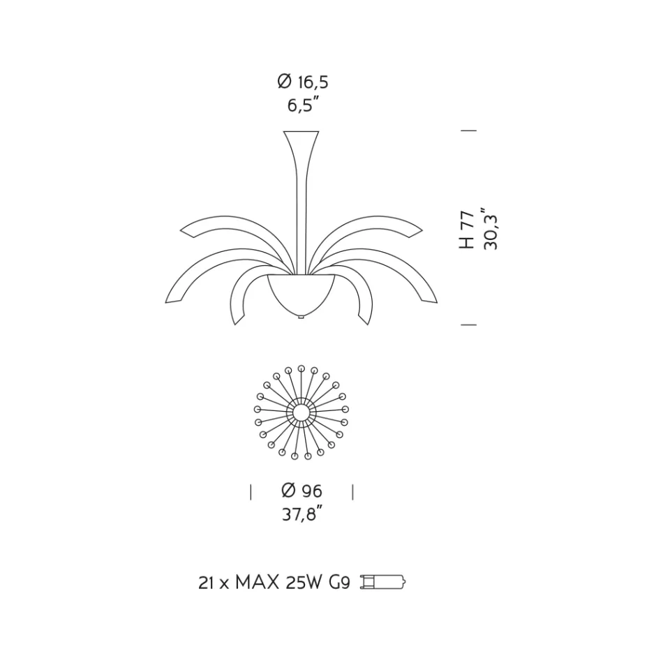 Kronleuchter 21 Lichter aus handgefertigtem venezianischem Glas und Metall - Jason Viadurini