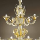 15-flammiger Kronleuchter aus weißem und goldenem venezianischem Glas, hergestellt in Italien - Agustina Viadurini