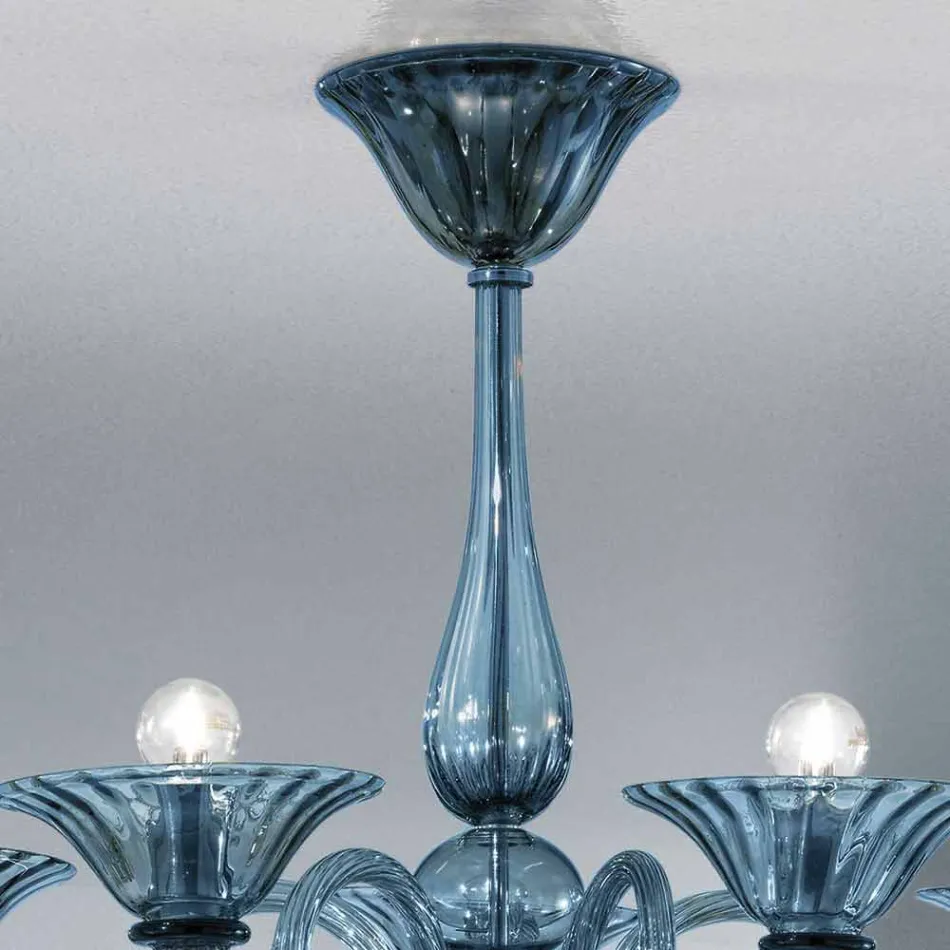 Artisan Glass Kronleuchter mit 5 Lichtern aus Venedig, Made in Italy - Margherita Viadurini