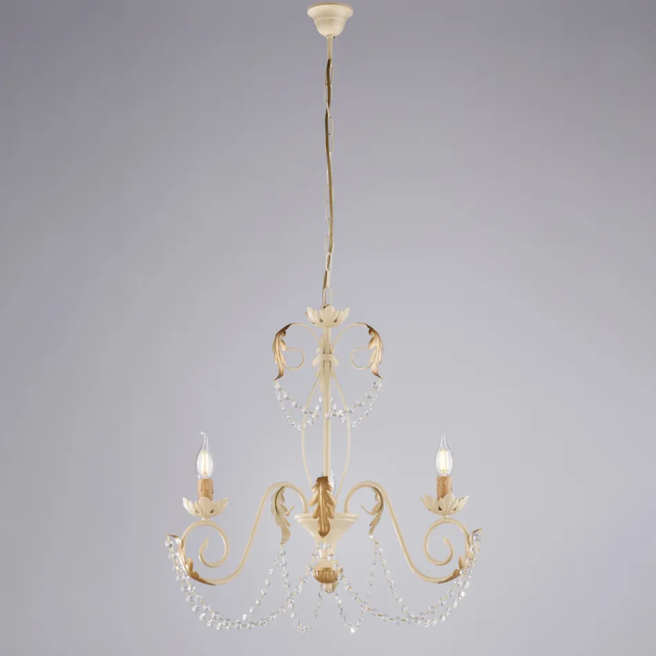 5-flammiger Kronleuchter aus Metall und Kristall für stimmungsvolle Beleuchtung – Perla Viadurini