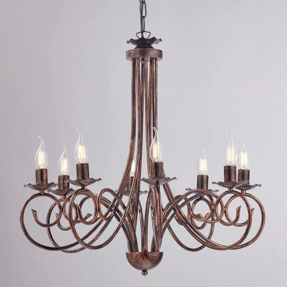 Fünfflammiger Kronleuchter aus Metall und Glas für ein ausgewogenes und diffuses Licht – Laguna Viadurini