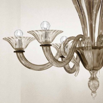 Artisan Kronleuchter mit 6 Leuchten aus venezianischem Rauchglas Made in Italy - Agustina