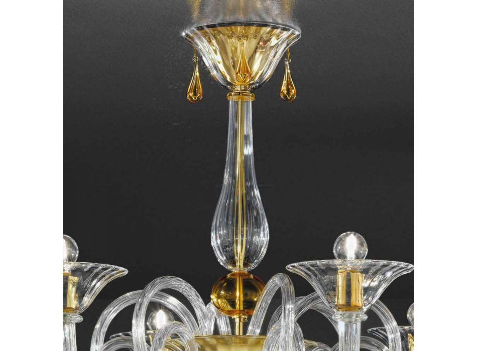 Handgefertigter 6-flammiger Kronleuchter aus venezianischem Glas, Made in Italy - Margherita Viadurini