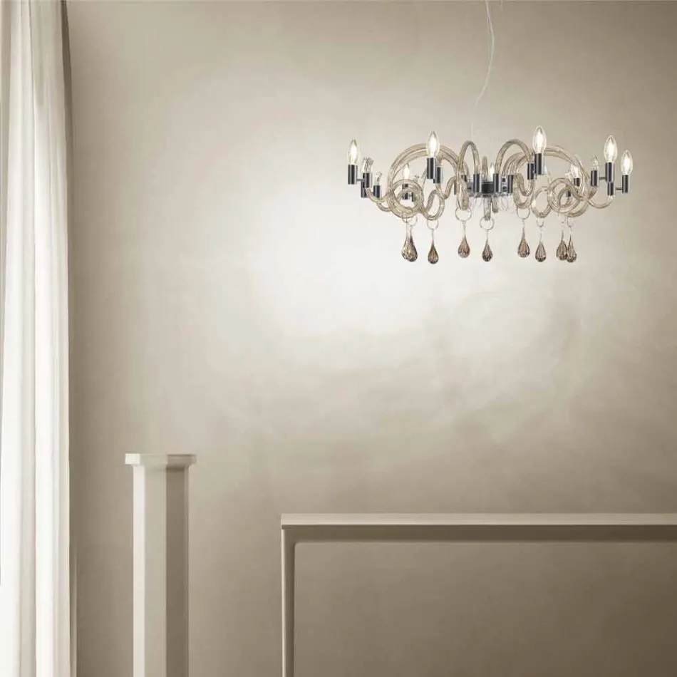 9-flammiger handgemachter Venedig Glas Kronleuchter Made in Italy - Bernadette Viadurini