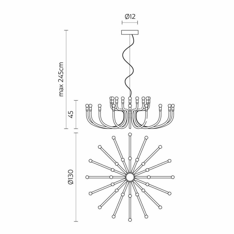 Esszimmer Kronleuchter aus Aluminium mit 16 oder 32 Designleuchten