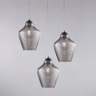 Alnitak 3-flammige Pendelleuchte aus schwarzem Glas und Metall Viadurini