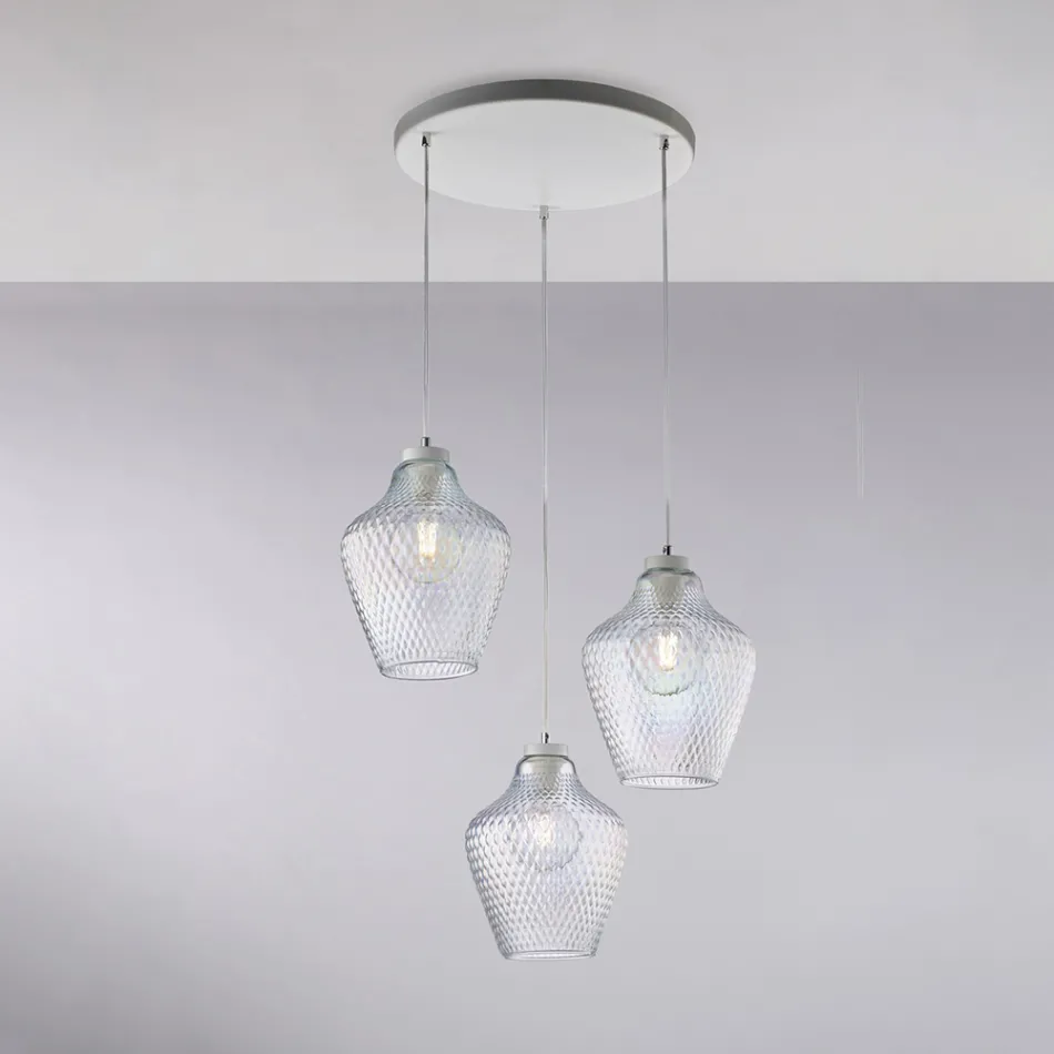 Alnitak 3-flammige Pendelleuchte aus schwarzem Glas und Metall Viadurini