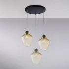 Alnitak 3-flammige Pendelleuchte aus schwarzem Glas und Metall Viadurini