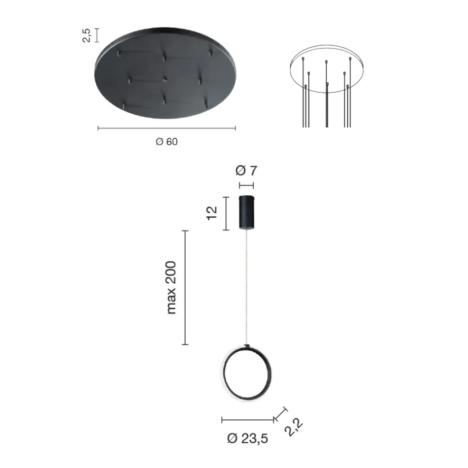 Hängender Kronleuchter aus goldfarben lackiertem Metall mit 8 LED-Lichtern – Zeder Viadurini