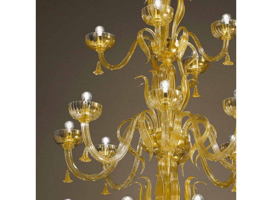 Handgefertigter Kronleuchter mit 28 Lichtern aus venezianischem Glas und Gold Made in Italy - Regina Viadurini
