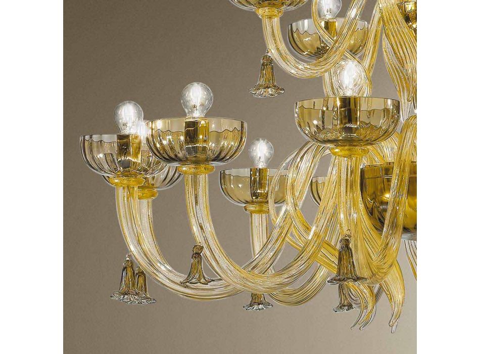 Handgefertigter 18-flammiger Kronleuchter aus Venedig-Glas, Made in Italy - Regina Viadurini
