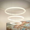 Weißer LED Design Kronleuchter mit Metallrosette Made in Italy - Slide Giotto