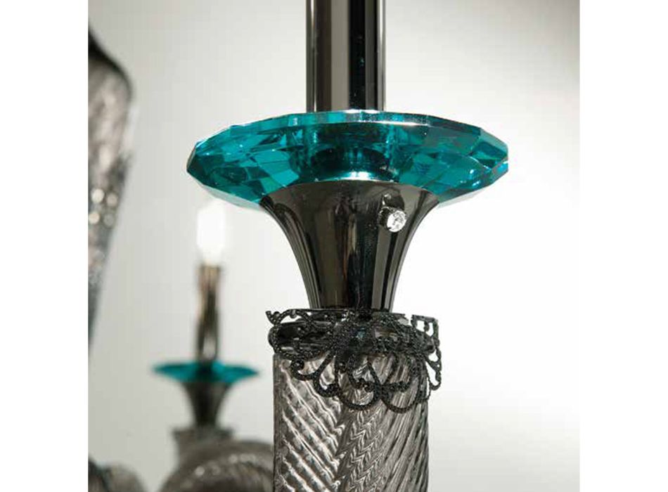 Klassischer Kronleuchter 12 Lichter aus handgefertigtem Glas und Kristallen - Magrena Viadurini