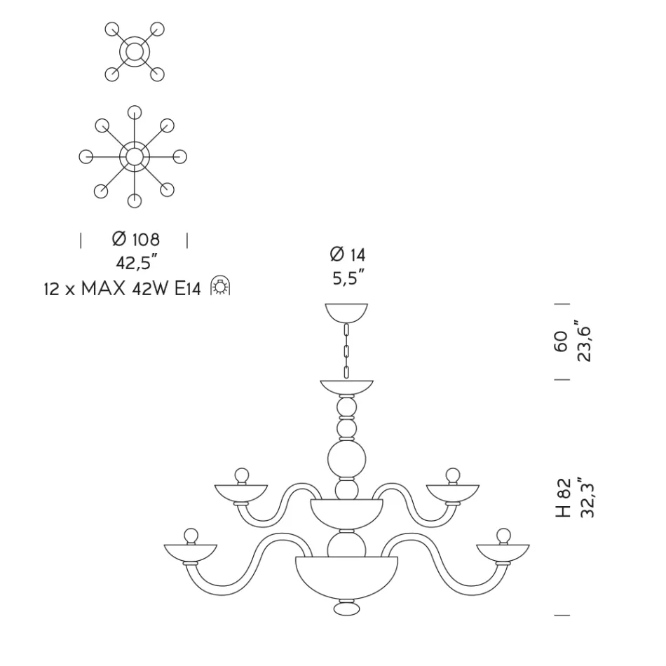 Klassischer Kronleuchter 12 Lichter aus venezianischem Glas Made in Italy - Foscarino Viadurini