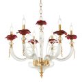 Klassischer 6-flammiger Kronleuchter aus mundgeblasenem Glas mit floralen Details - Bluminda