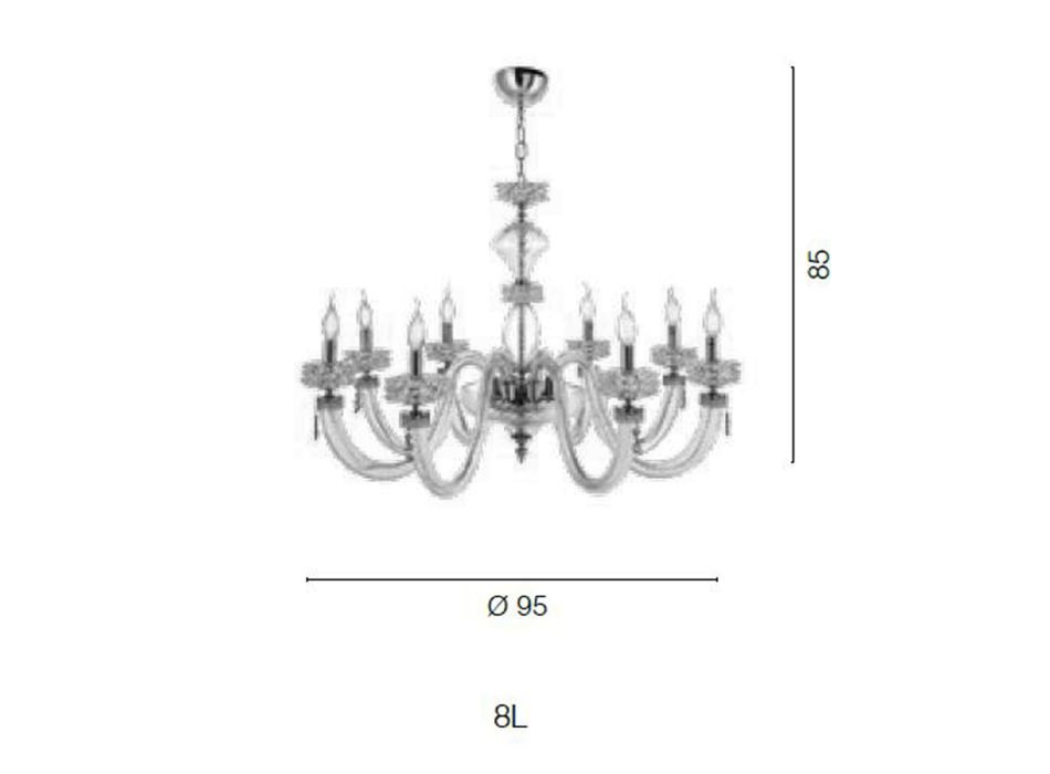 Klassischer Kronleuchter mit 8 Lichtern aus handgefertigtem italienischem Luxusglas - Saline Viadurini