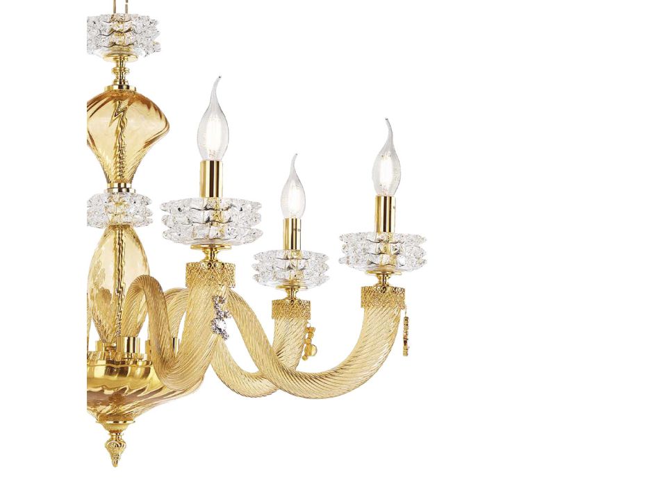 Klassischer Kronleuchter mit 8 Lichtern aus handgefertigtem italienischem Luxusglas - Saline Viadurini