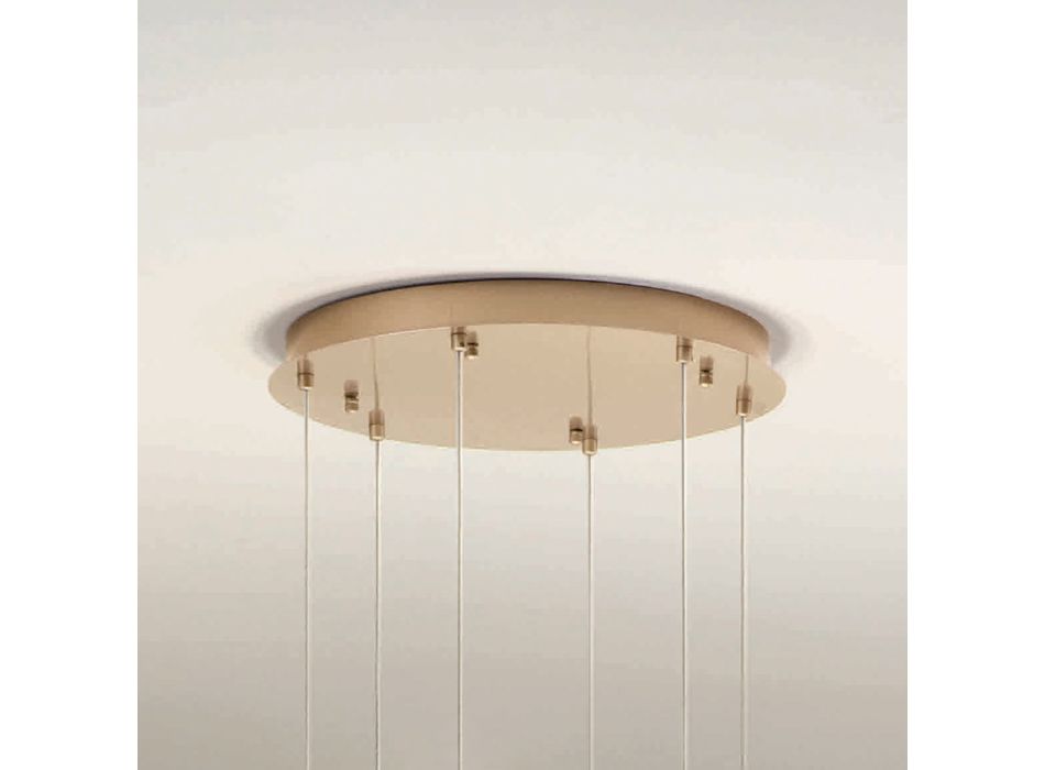 Kronleuchter mit 6 LEDs, optional mit Glas abgedeckt und Sockel aus Metall – Buche Viadurini