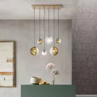 Kronleuchter mit 6 Lichtern aus mundgeblasenem Glas in Form einer Kugel Made in Italy - Prilla Viadurini