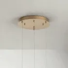 Kronleuchter mit rundem Sockel aus goldlackiertem Metall und LED-Licht – Hainbuche Viadurini