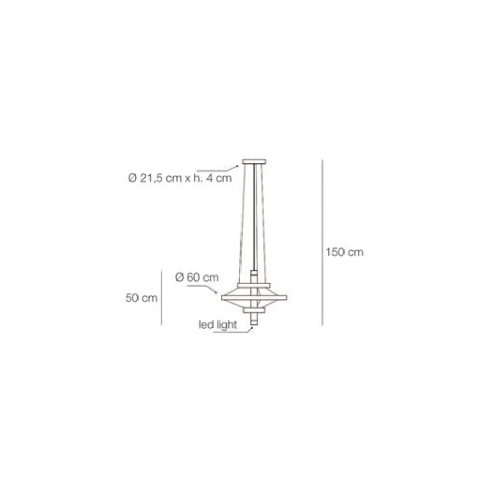 Kronleuchter mit Glaskörper und 3 Aluminiumkreisen - Clara Viadurini