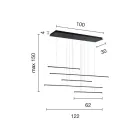 Kronleuchter mit horizontalen LED-Leuchten aus Metall und verstellbaren Kabeln – Orange Viadurini