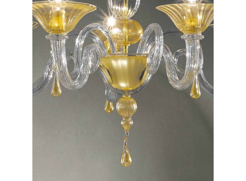 5 Lichter Venedig Glas Kronleuchter, handgefertigt in Italien - Margherita Viadurini