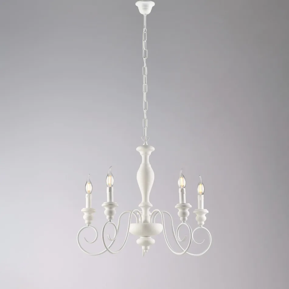 Italienischer Kronleuchter aus Holz und lackiertem Eisen für die Inneneinrichtung - Toskana Viadurini