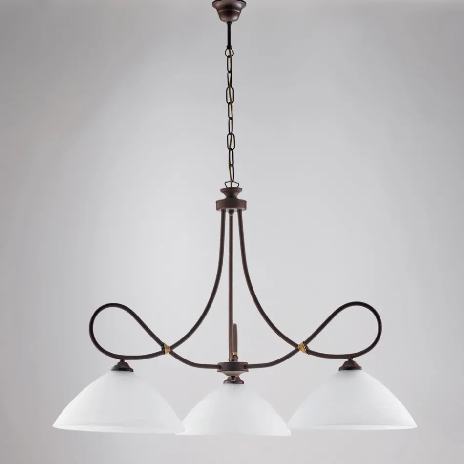 Ein Kronleuchter aus Metall und weißer Keramik zur Verschönerung Ihres Interieurs – Eclisse Viadurini