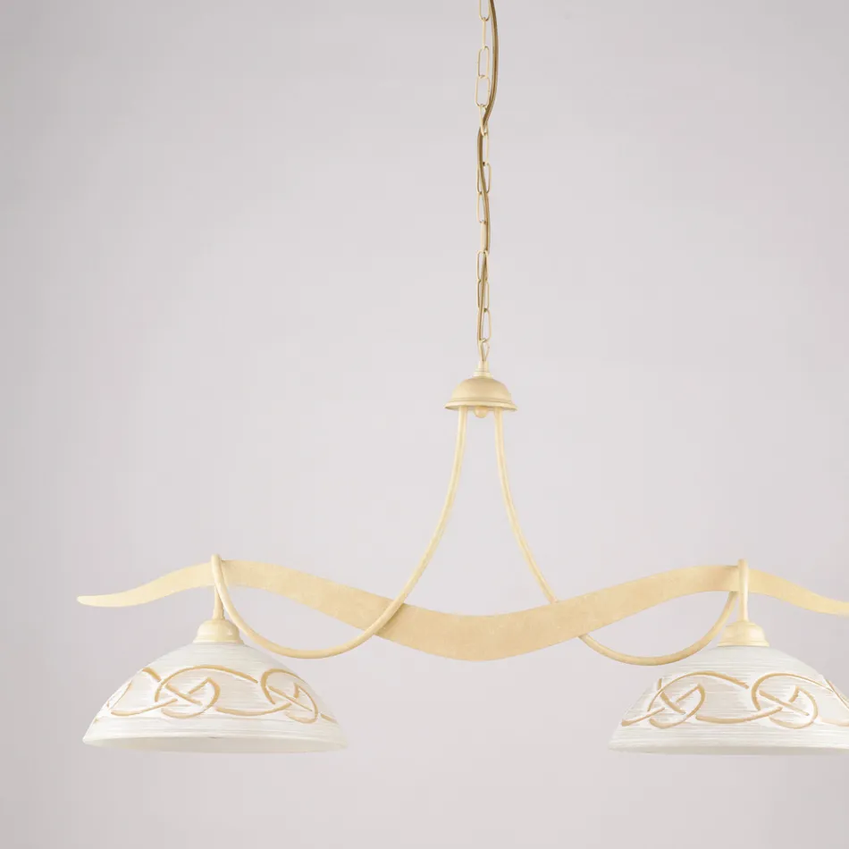 2-flammiger Kronleuchter aus Glas und Metall für die Innenbeleuchtung - Musca Viadurini