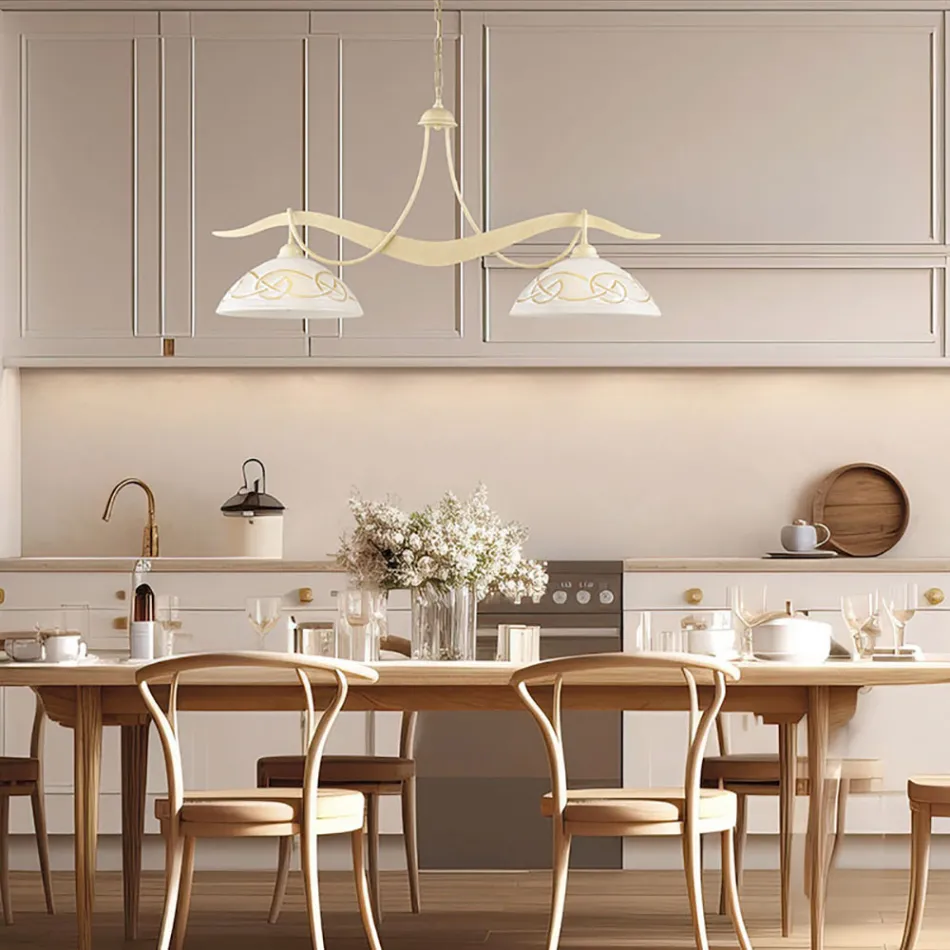 2-flammiger Kronleuchter aus Glas und Metall für die Innenbeleuchtung - Musca Viadurini