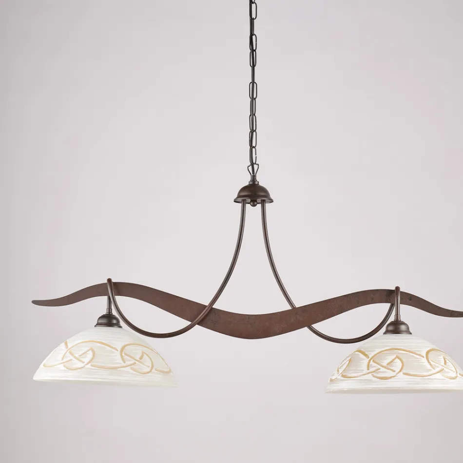 2-flammiger Kronleuchter aus Glas und Metall für die Innenbeleuchtung - Musca Viadurini