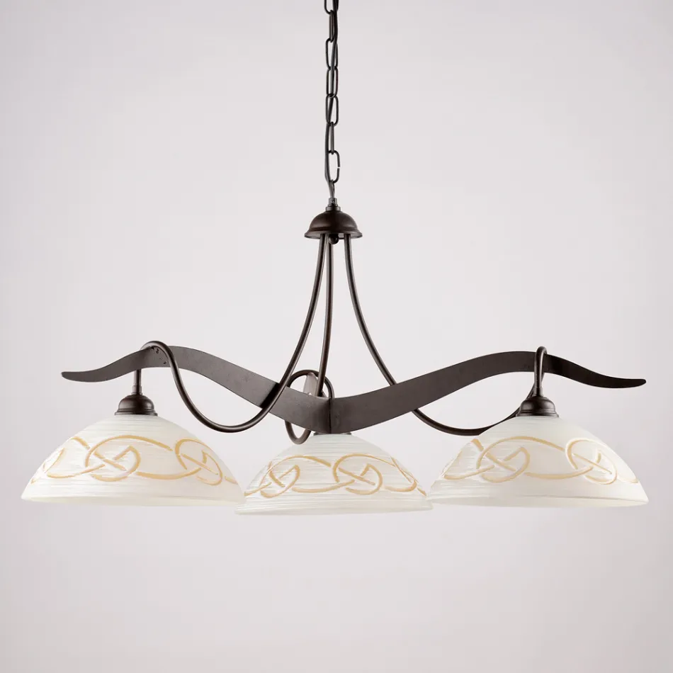 3-flammiger Kronleuchter aus Glas und Metall für die Innenbeleuchtung - Musca Viadurini