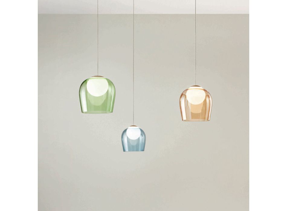 Kronleuchter aus lackiertem Metall mit LED und farbigem Glas – Buche Viadurini