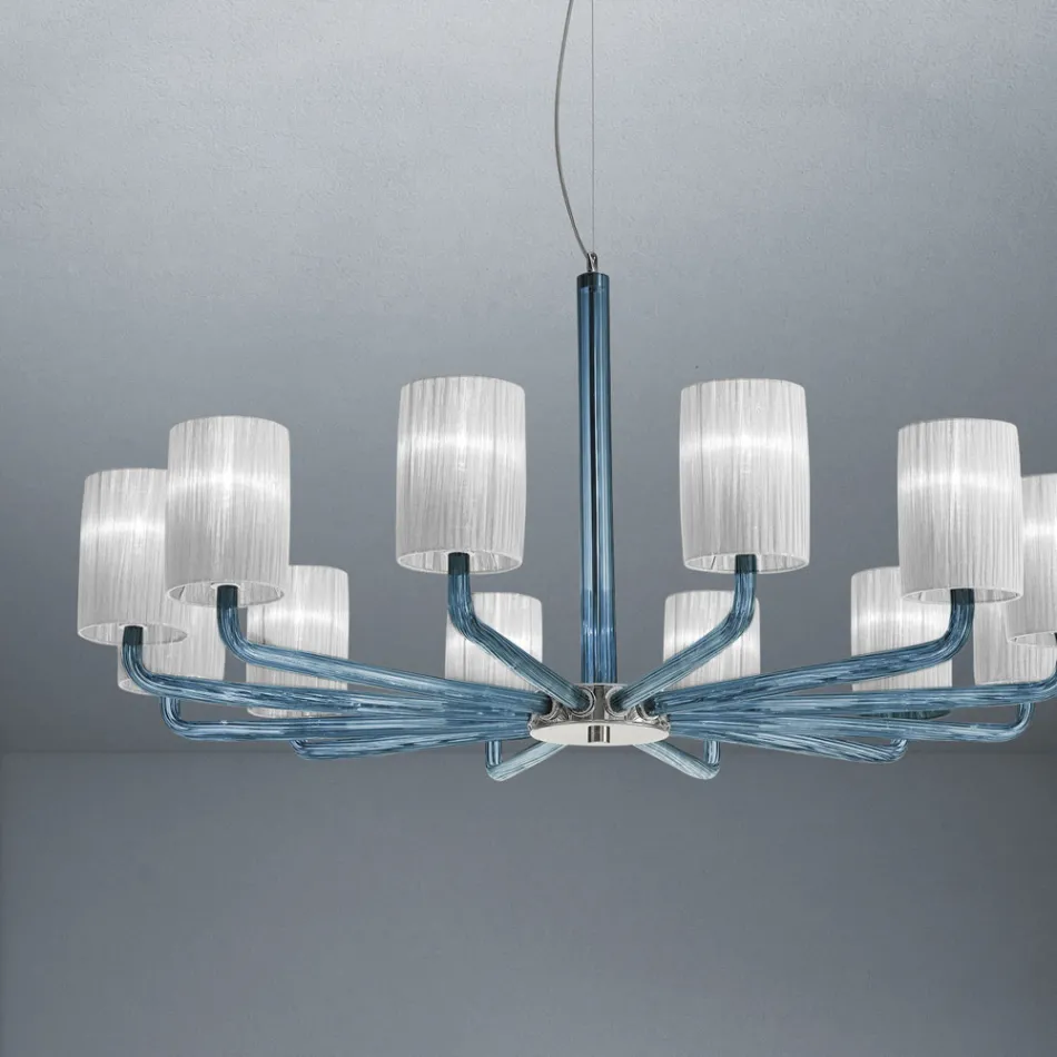 Kronleuchter aus Glas und Metall in Venedig, handgefertigt in Italien - Graham Viadurini