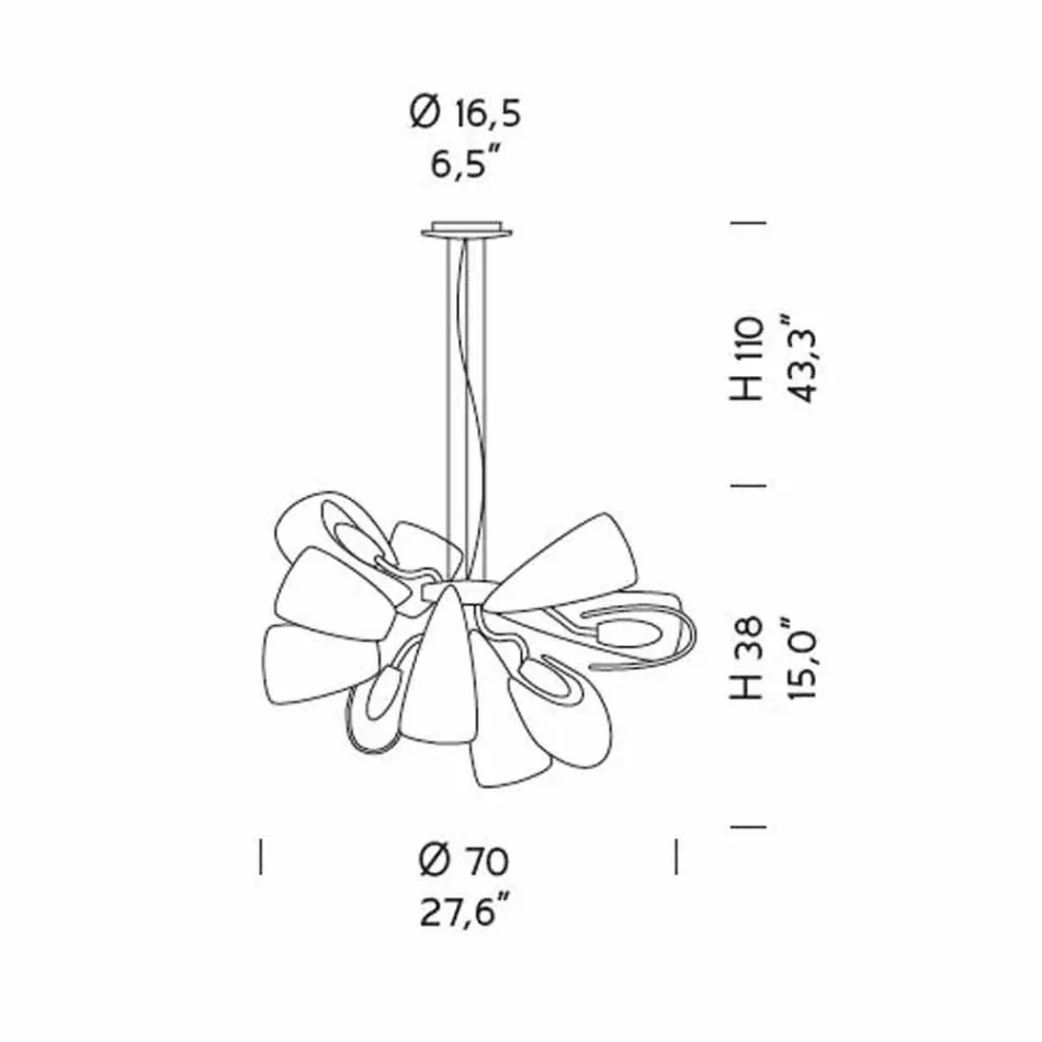 Moderner Kronleuchter mit 12 Lichtern aus Venedig Glas, Made in Italy - Diamonique Viadurini