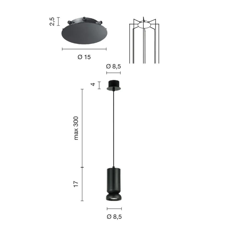Moderner Kronleuchter aus pulverbeschichtetem Aluminium und verstellbarem Kabel – Buxus Viadurini