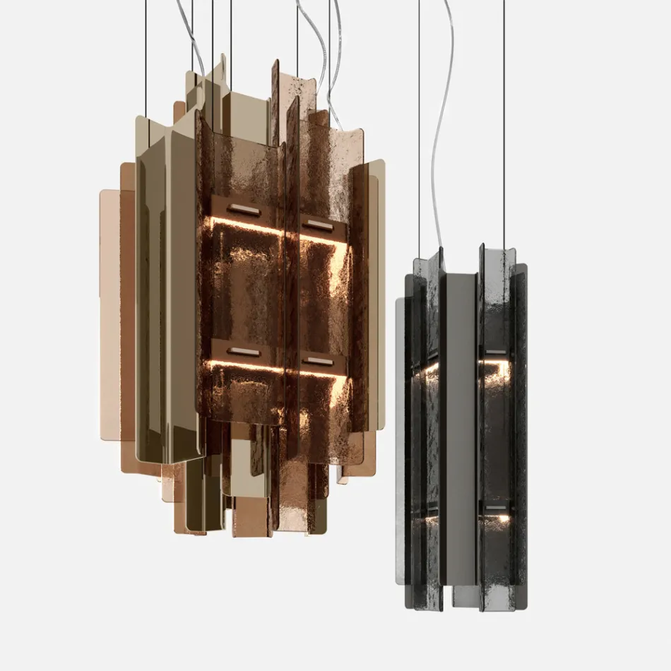 Velis – Elegant gestalteter, moderner Kronleuchter aus Fusingglas, hergestellt in Italien Viadurini