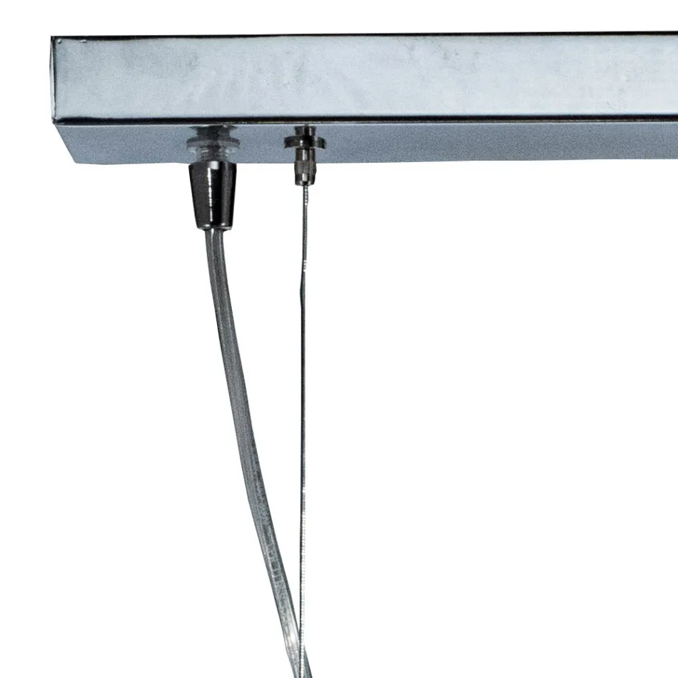 Vierflammiger Kronleuchter an einer linearen Stange aus mundgeblasenem Glas, hergestellt in Italien - Soffio Viadurini