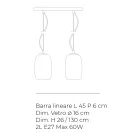 Zweiflammige, mundgeblasene Glas-Pendelleuchte, hergestellt in Italien - Soffio Viadurini