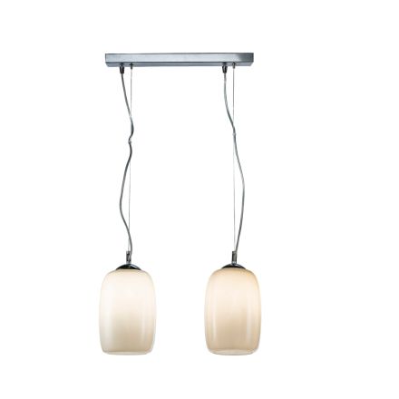 Zweiflammige, mundgeblasene Glas-Pendelleuchte, hergestellt in Italien - Soffio Viadurini