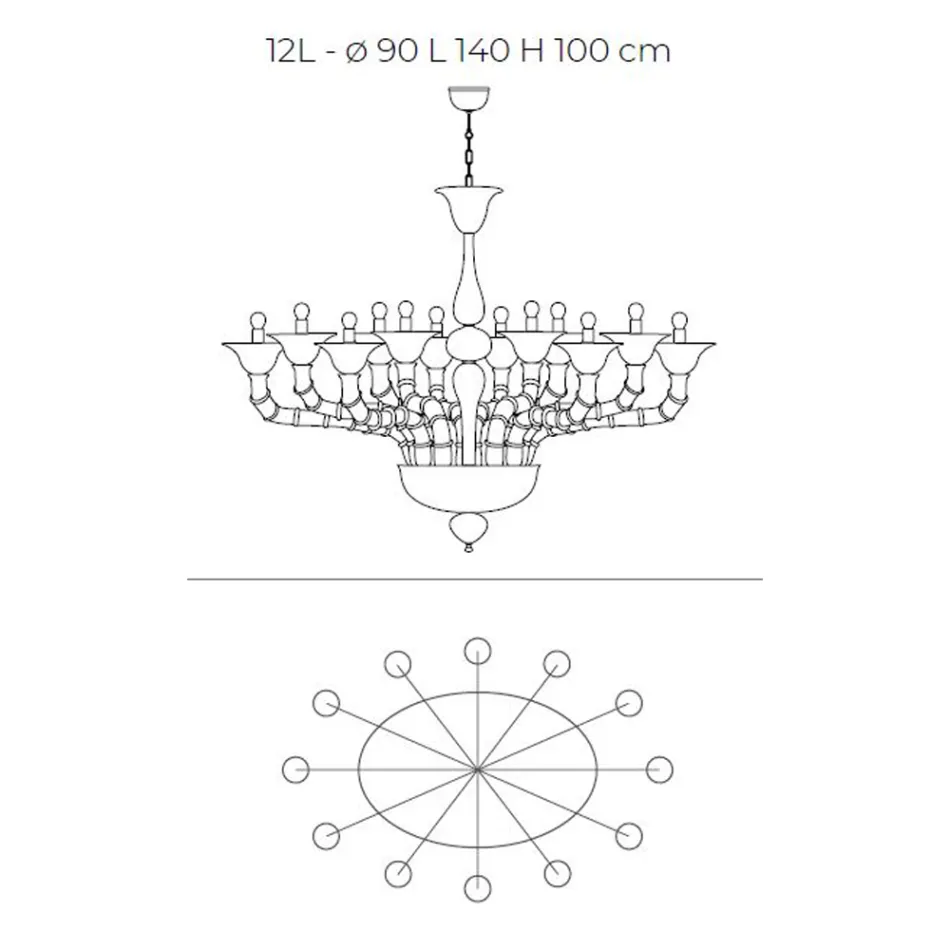 Kronleuchter im klassischen Stil aus mundgeblasenem venezianischem Glas - Vanity Viadurini