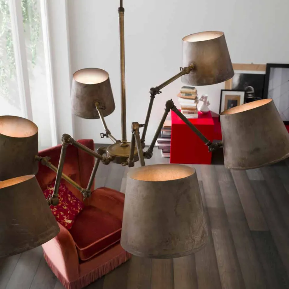 Industrie Stil Kronleuchter aus Eisen und Messing Reporter Il Fanale Viadurini