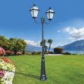 Laternenpfahl 2 Lichter aus Aluminium und Glas im Vintage-Stil, hergestellt in Italien – Vivian