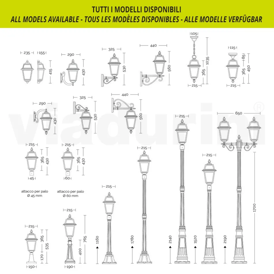 208 cm hohe Gartenlampe aus anthrazitfarbenem Aluminium und sandgestrahltem Glas - Elric Viadurini