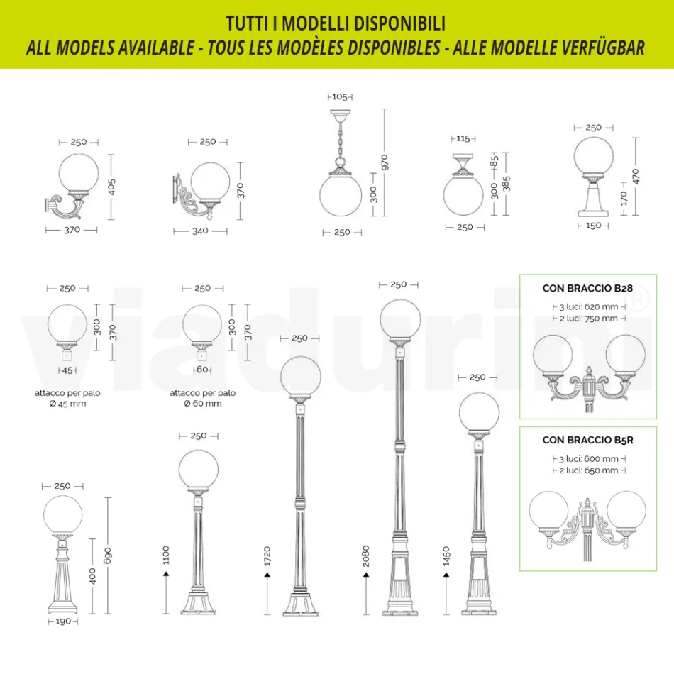 47 cm hohe Straßenlaterne aus Acryl und anthrazitfarbenem Aluminium. Hergestellt in Italien - Trovaantracite Viadurini