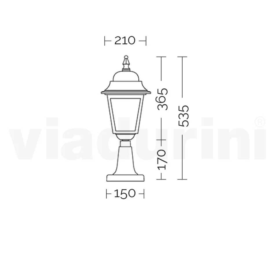 53,5 cm hohe Straßenlaterne aus Anthrazitglas und Aluminium Made in Italy - Scintilla Viadurini