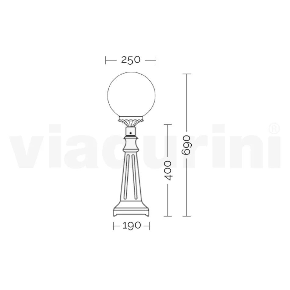 69 cm hohe Straßenlaterne aus schwarzem Acryl und Aluminium, hergestellt in Italien - Trovanero Viadurini